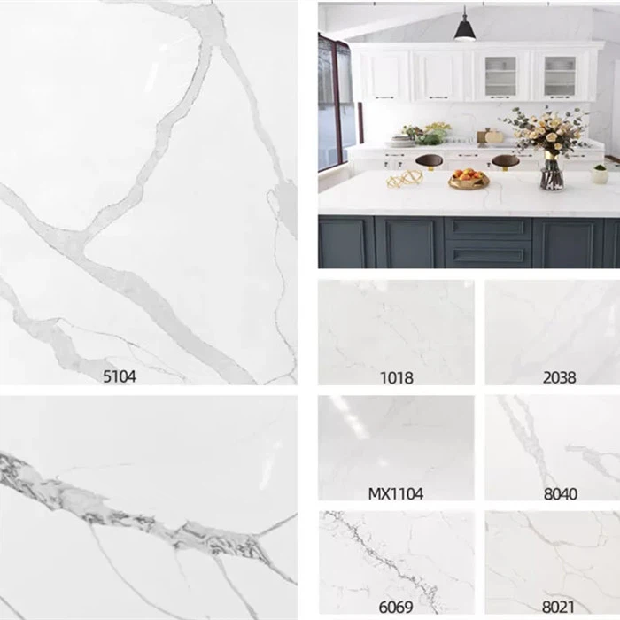 Difference veins of aritificial white calacatta quartz stone