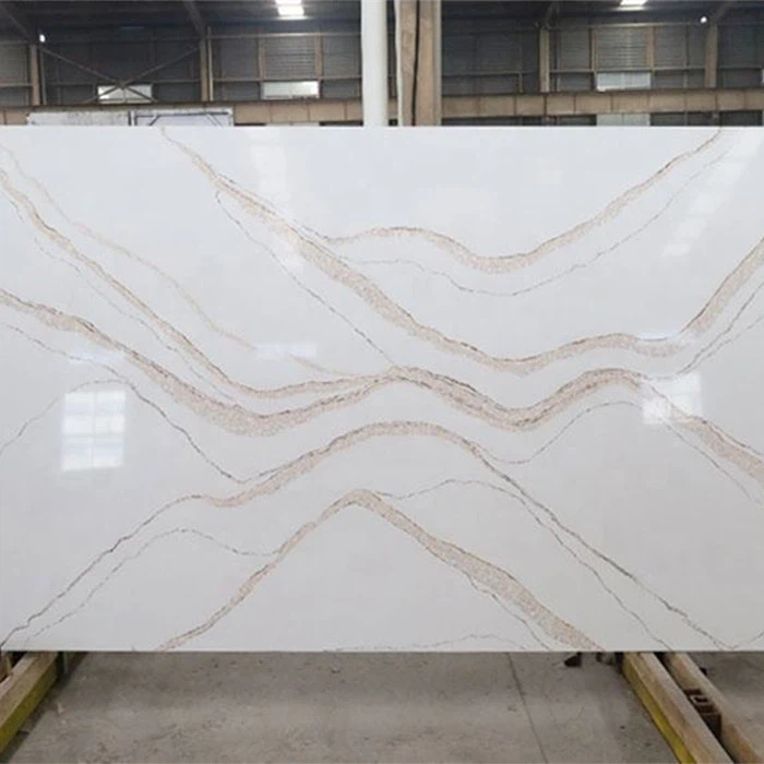 Wholesaler Table Top Slab Calacatta White Gold Artificial Quartz Stone For Kitchen Counter Top